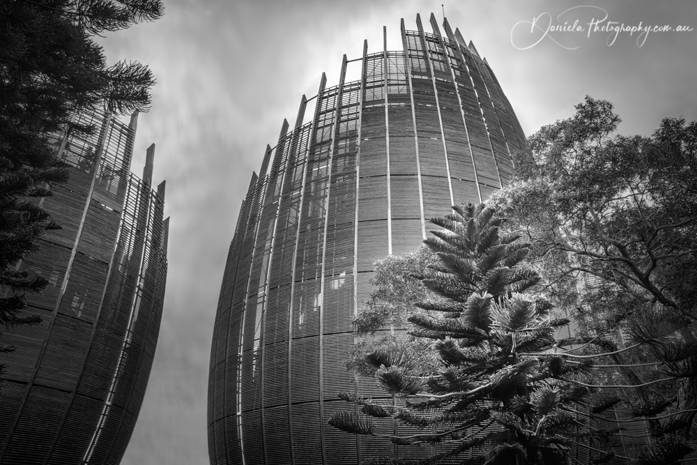 Tjibaou Cultural Centre -Iconic shell structures in black and white